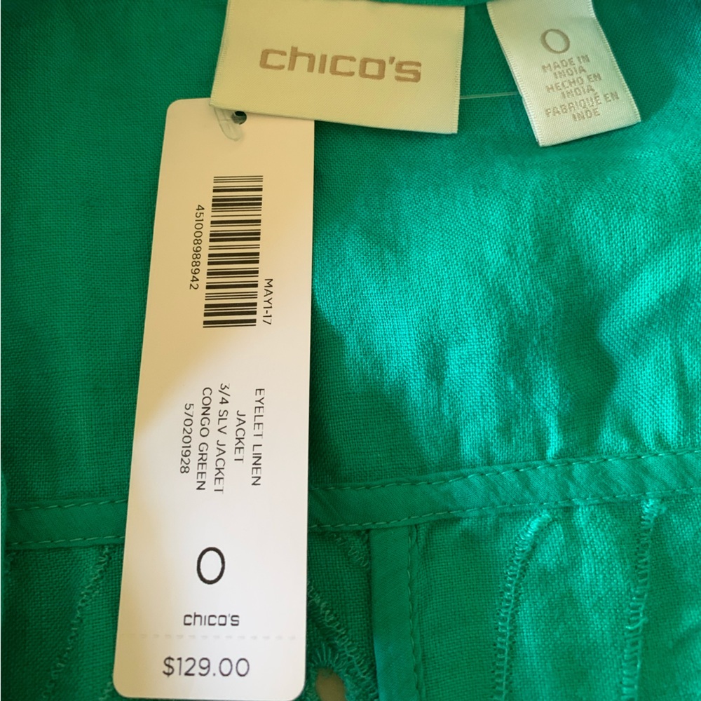 Chicos Eyelet Linen Jacket - Picture 7 of 15